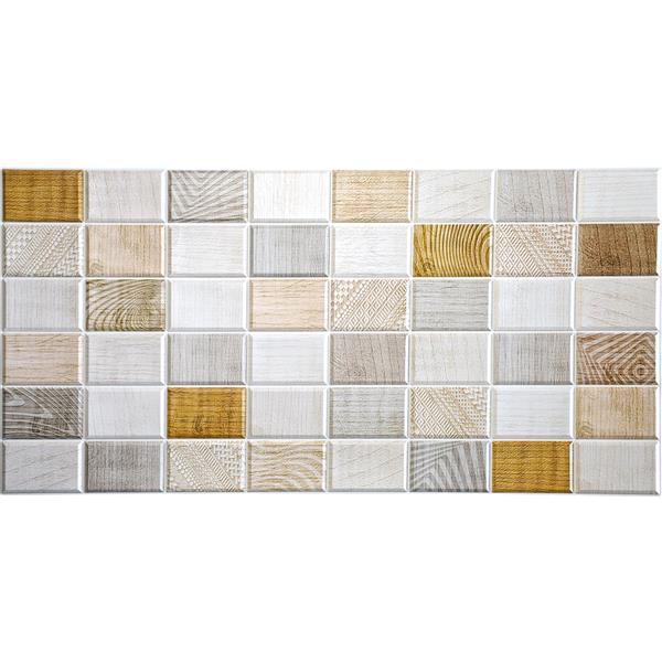 Dundee Deco PVC 3D Wall Panel - White, Beige, Brown Wood Stamps