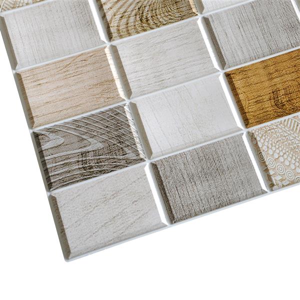 Dundee Deco PVC 3D Wall Panel - White, Beige, Brown Wood Stamps