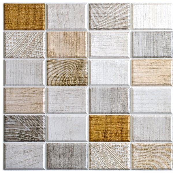 Dundee Deco PVC 3D Wall Panel - White, Beige, Brown Wood Stamps