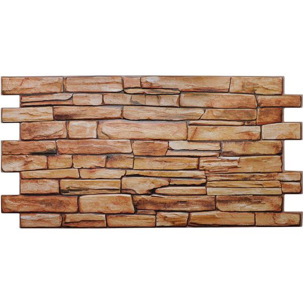 Dundee Deco PVC 3D Wall Panel - Brown Red Faux Slate - 3.2-ft x 1.6-ft