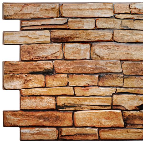 Dundee Deco PVC 3D Wall Panel - Brown Red Faux Slate - 3.2-ft x 1.6-ft