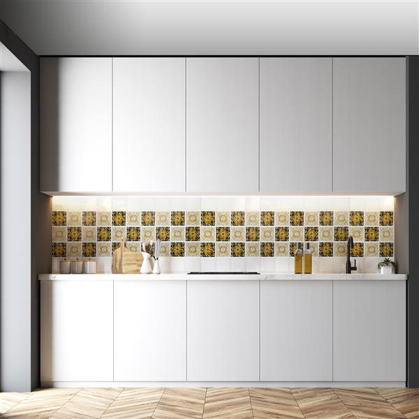 Dundee Deco PVC 3D Wall Panel - Gold Abstract Fractal Patterns