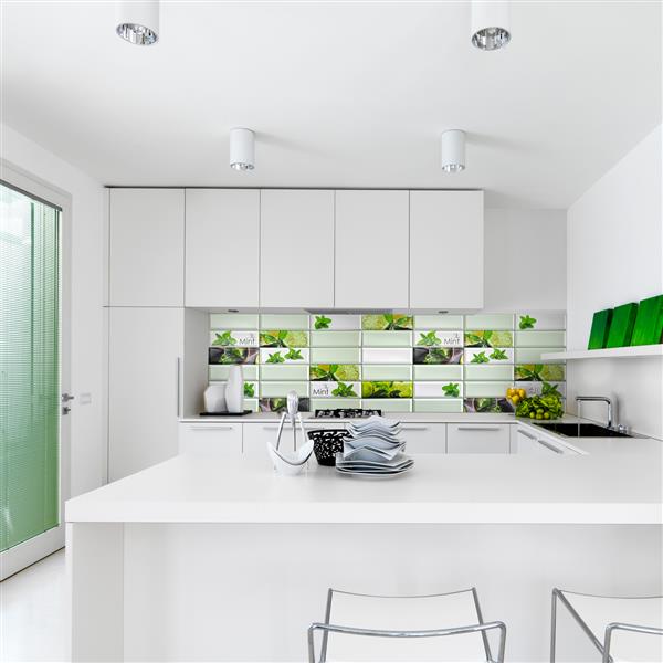 Dundee Deco PVC 3D Wall Panel - Green Mint Leaves Lime - 3.1-ft x 1.6-ft