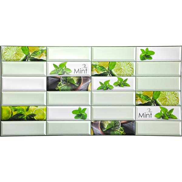 Dundee Deco PVC 3D Wall Panel - Green Mint Leaves Lime - 3.1-ft x 1.6-ft