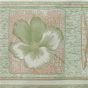 Dundee Deco Wallpaper Border - Light Green Flowers/Light Brown Squares
