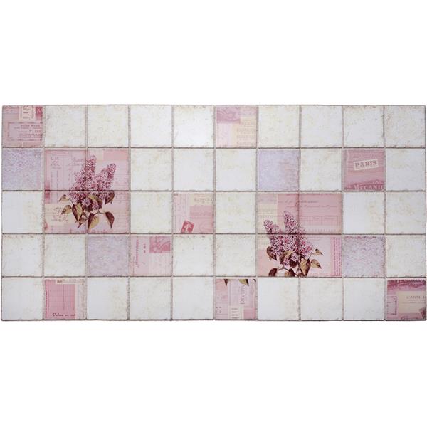 Dundee Deco PVC 3D Wall Panel - Pink Lilacs in Squares