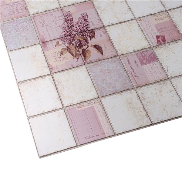 Dundee Deco PVC 3D Wall Panel - Pink Lilacs in Squares