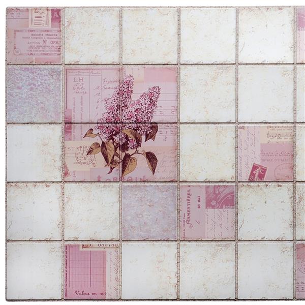 Dundee Deco PVC 3D Wall Panel - Pink Lilacs in Squares