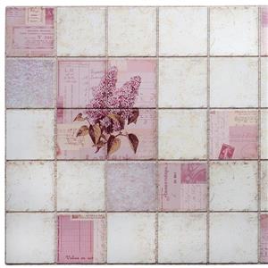 Dundee Deco PVC 3D Wall Panel - Pink Lilacs in Squares