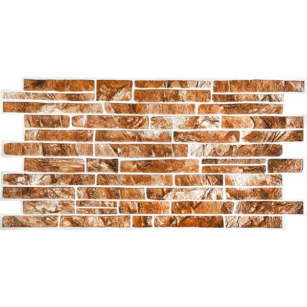 Dundee Deco PVC 3D Wall Panel - Light Brown Faux Slate - 3.4-ft x 1.6-ft
