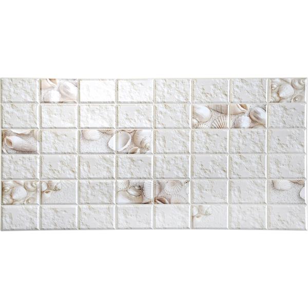 Dundee Deco PVC Wall Panel - White Stone Shells - 3.2-ft x 1.6-ft