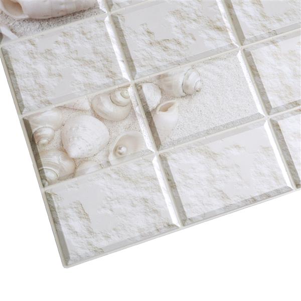 Dundee Deco PVC Wall Panel - White Stone Shells - 3.2-ft x 1.6-ft