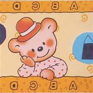 Dundee Deco Wallpaper Border - Orange Teddy Bears Yellow Kids