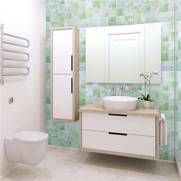 Dundee Deco PVC 3D Wall Panel - All Shades of Green Pearl Squares