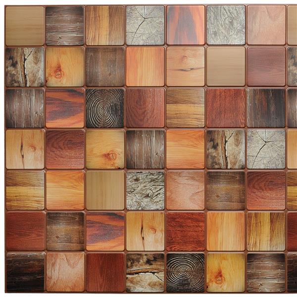 Dundee Deco PVC 3D Wall Panel - Multicolor Faux Timber - 3.1-ft x 1.6-ft
