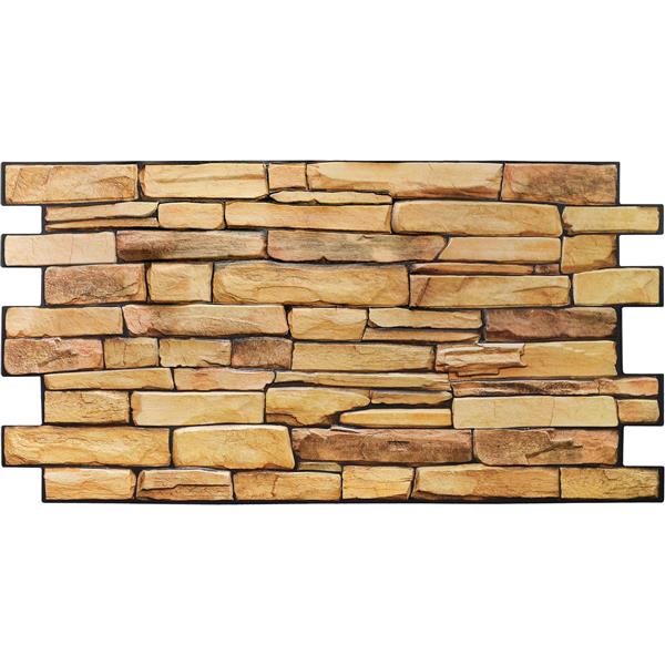 Dundee Deco PVC 3D Wall Panel - Yellow Faux Slate - 3.2-ft x 1.6-ft