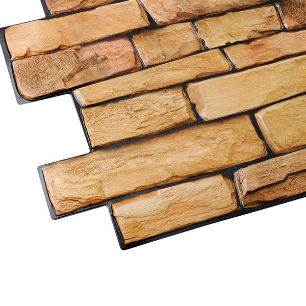 Dundee Deco PVC 3D Wall Panel - Yellow Faux Slate - 3.2-ft x 1.6-ft