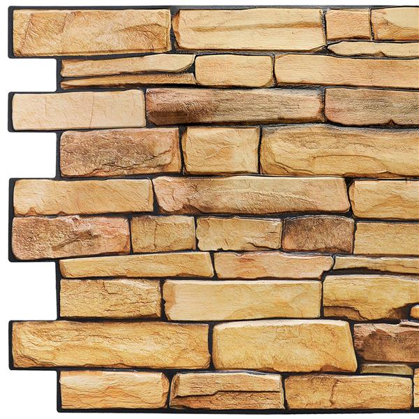Dundee Deco PVC 3D Wall Panel - Yellow Faux Slate - 3.2-ft x 1.6-ft