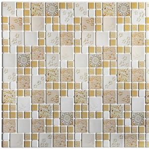 Dundee Deco PVC 3D Wall Panel - Mustard Yellow Squares Medallions
