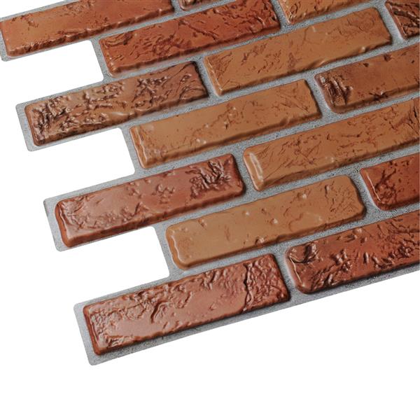 Dundee Deco 3D Wall Panel Dark Red Natural Faux Bricks - 3.2-ft x 1.6-ft