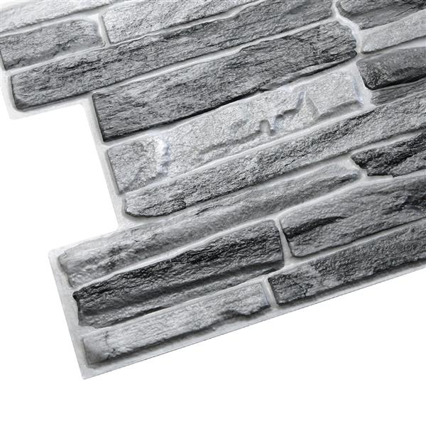 Dundee Deco PVC 3D Wall Panel - Dark Grey Faux Slate - 3.2-ft x 1.6-ft