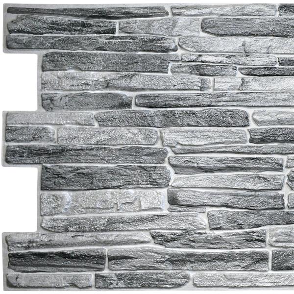 Dundee Deco PVC 3D Wall Panel - Dark Grey Faux Slate - 3.2-ft x 1.6-ft