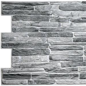 Dundee Deco PVC 3D Wall Panel - Dark Grey Faux Slate - 3.2-ft x 1.6-ft