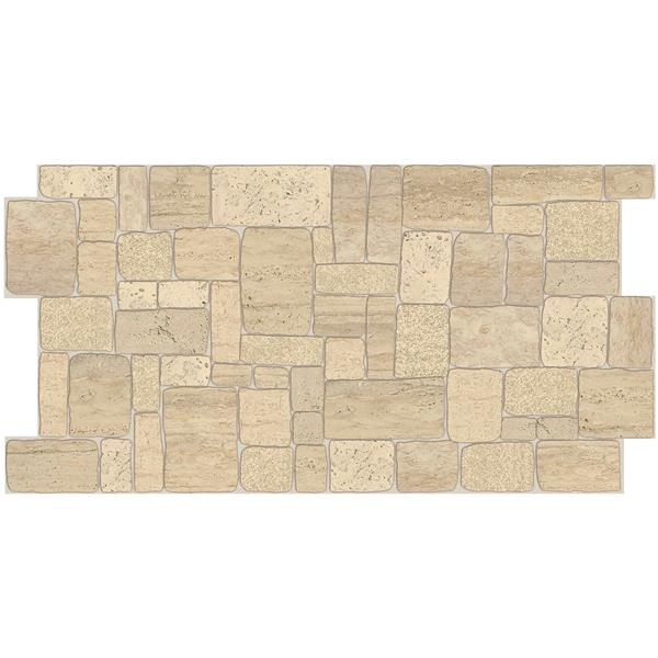 Dundee Deco 3D Wall Panel - Light Beige Faux Limestone - 3.2-ft x 1.6-ft