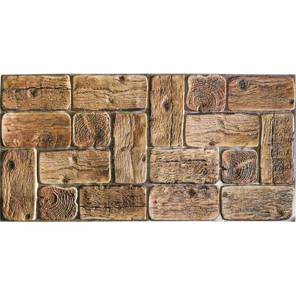 Dundee Deco PVC 3D Wall Panel - Brown Faux Logs - 3.2-ft x 1.6-ft