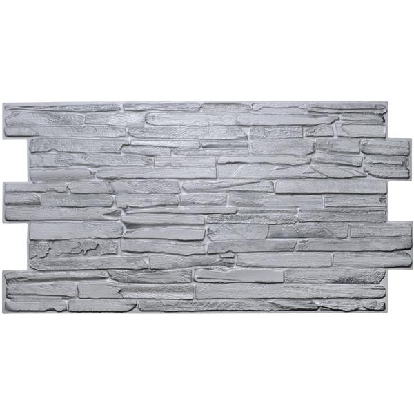 Dundee Deco PVC 3D Wall Panel - Grey Faux Flagstone - 3.2-ft x 1.6-ft