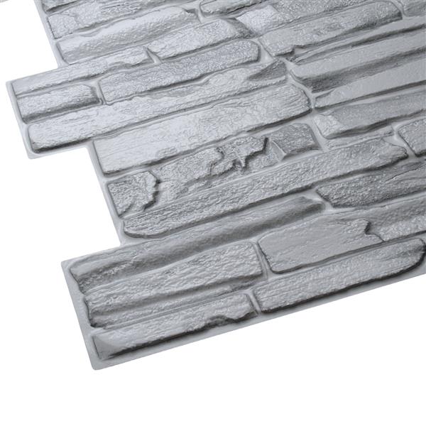 Dundee Deco PVC 3D Wall Panel - Grey Faux Flagstone - 3.2-ft x 1.6-ft