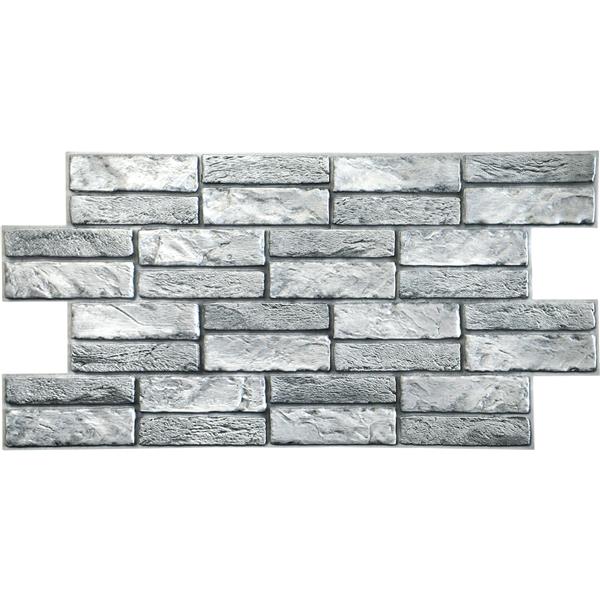 Dundee Deco PVC 3D Wall Panel - Grey Faux Old Brick - 3.1-ft x 1.6-ft