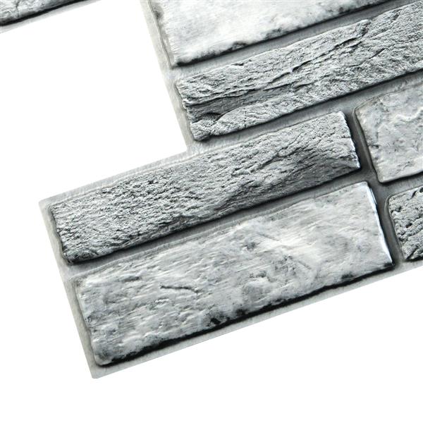 Dundee Deco PVC 3D Wall Panel - Grey Faux Old Brick - 3.1-ft x 1.6-ft