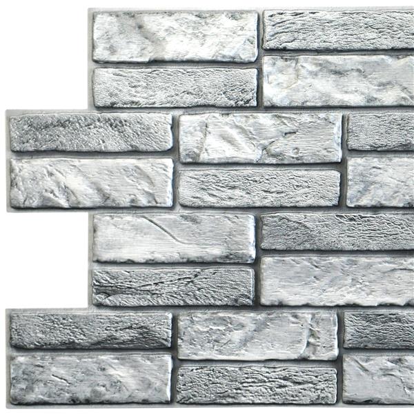 Dundee Deco PVC 3D Wall Panel - Grey Faux Old Brick - 3.1-ft x 1.6-ft