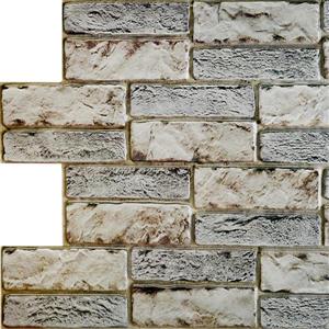 Dundee Deco PVC 3D Wall Panel - Dark Beige Grey Old Brick - 3.1-ft x 1.6-ft