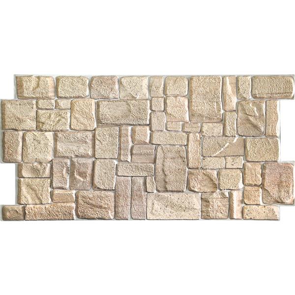 Dundee Deco PVC 3D Wall Panel - Beige Faux Limestone - 3.2-ft x 1.6-ft