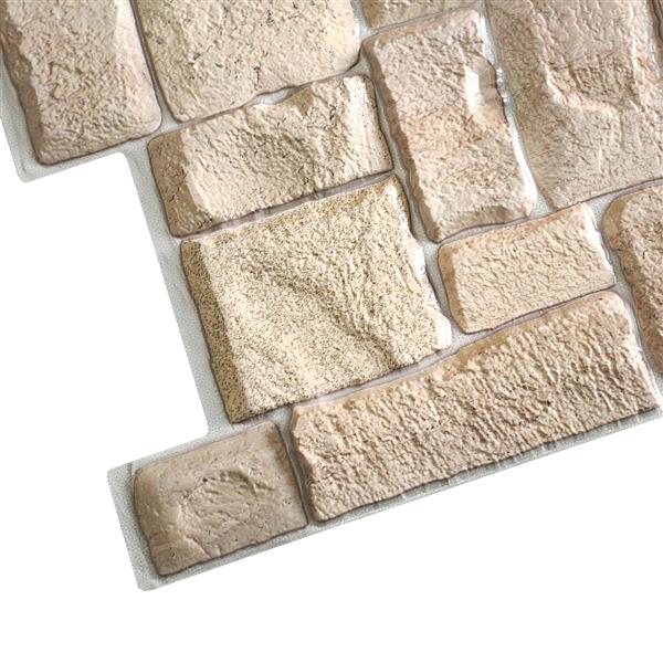 Dundee Deco PVC 3D Wall Panel - Beige Faux Limestone - 3.2-ft x 1.6-ft