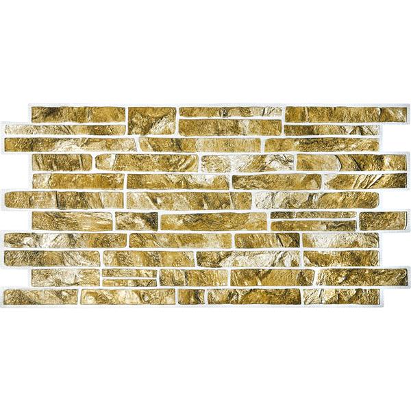 Dundee Deco PVC 3D Wall Panel - Greenish Gold Faux Slate - 3.4-ft x 1.6-ft