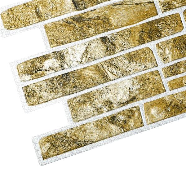 Dundee Deco PVC 3D Wall Panel - Greenish Gold Faux Slate - 3.4-ft x 1.6-ft