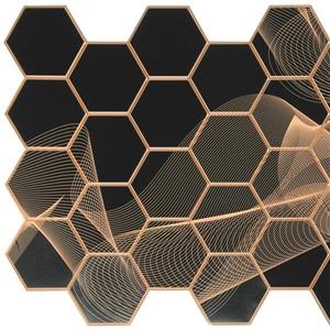 Dundee Deco 3D Wall Panel - Black and Gold Hexagon Mosaic - 3.2' x 1.6'