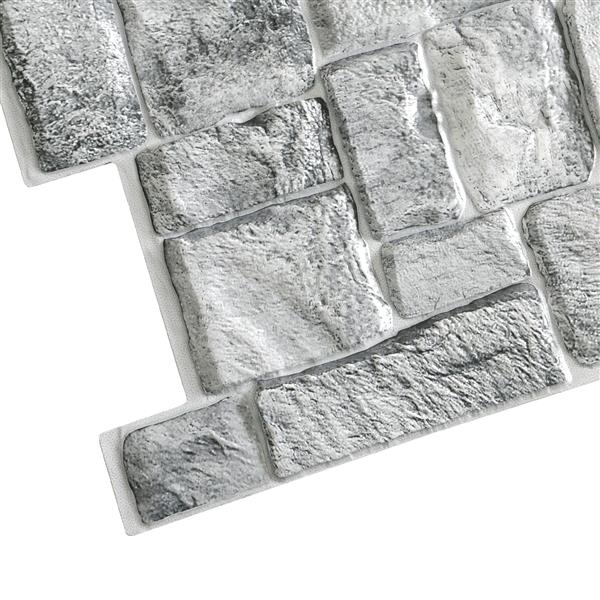 Dundee Deco PVC 3D Wall Panel - Grey Faux Old Stone - 3.2-ft x 1.6-ft