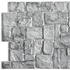 Dundee Deco PVC 3D Wall Panel - Grey Faux Old Stone - 3.2-ft x 1.6-ft