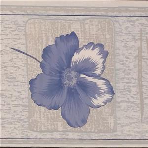 Dundee Deco Wallpaper Border - Purple Flowers/Light Brown Squares Floral