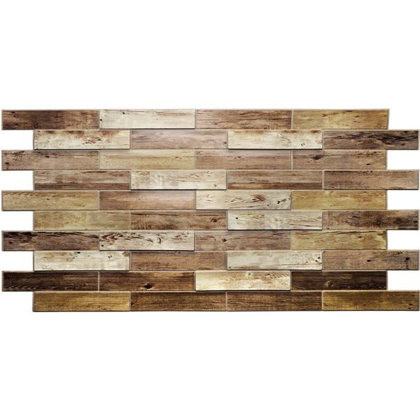 Dundee Deco PVC 3D Wall Panel - Brown Faux Dutch Oak - 3.2-ft x 1.6-ft