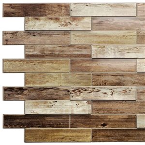 Dundee Deco PVC 3D Wall Panel - Brown Faux Dutch Oak - 3.2-ft x 1.6-ft