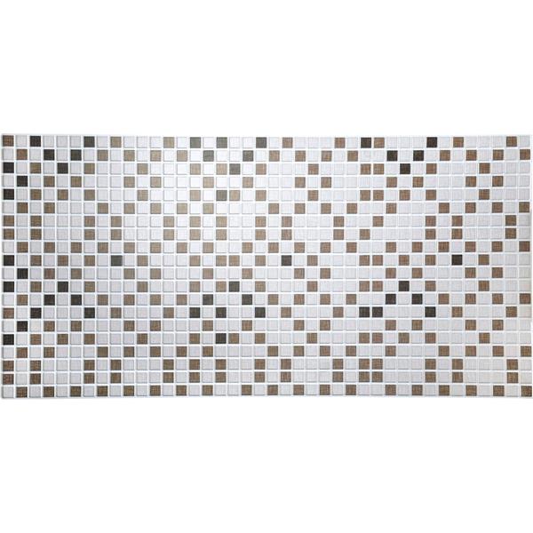 Dundee Deco PVC 3D Wall Panel - Off White and Brown mosaic