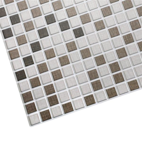 Dundee Deco PVC 3D Wall Panel - Off White and Brown mosaic