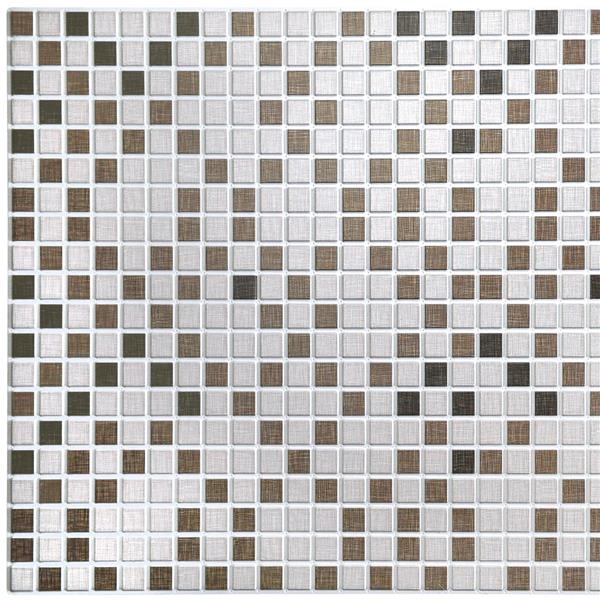 Dundee Deco PVC 3D Wall Panel - Off White and Brown mosaic