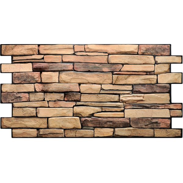 Dundee Deco PVC 3D Wall Panel - Brown Faux Slate - 3.2-ft x 1.6-ft