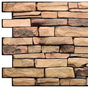 Dundee Deco PVC 3D Wall Panel - Brown Faux Slate - 3.2-ft x 1.6-ft